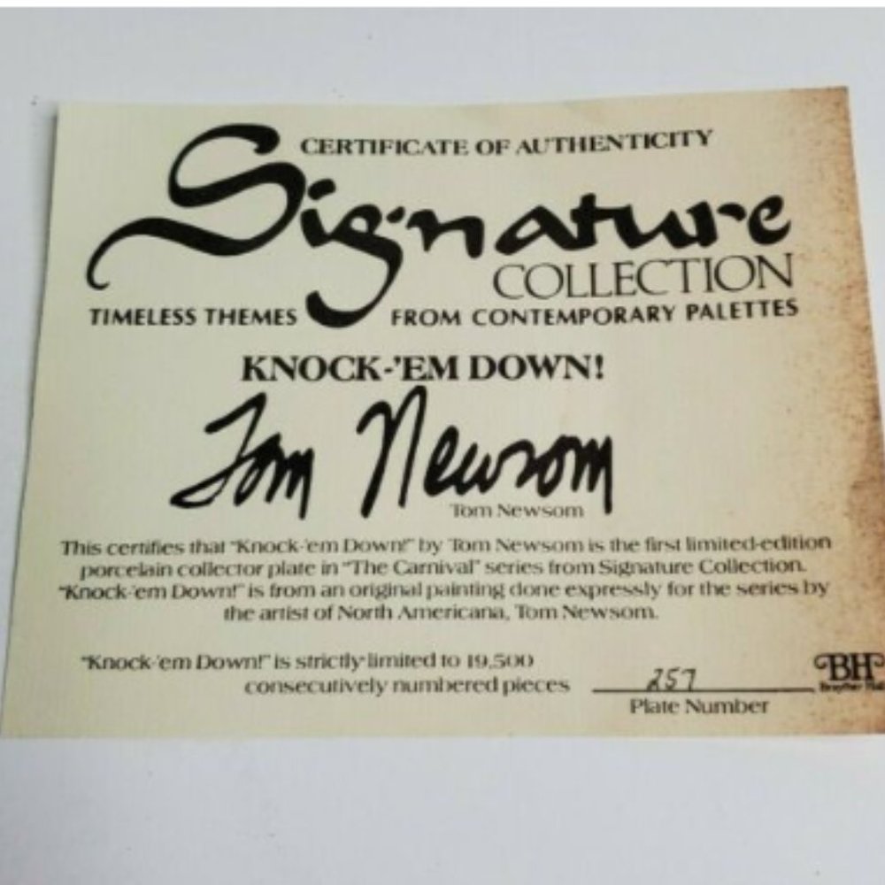 1982 Signature Collection "Knock 'Em Down!" Coll P - Picture 3 of 3